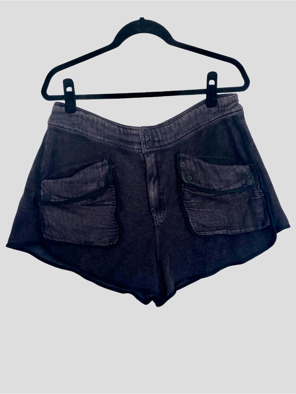 Free People Movement Timko Cargo Shorts XL Washed Black Utility Dolphin Hem